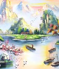 Hình ảnh: Tranh phong cảnh sơn thủy hữu tình vẽ sơn dầu khổ lớn TSD 40