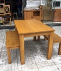 Hình ảnh: Bộ bàn ăn gỗ tự nhiên 1 bàn 1m2 + 2 ghế băng