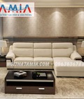 Hình ảnh: Ghế sofa da góc chữ L nhỏ xinh AmiA SFD144 màu trắng sữa