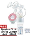 Hình ảnh: Máy hút sữa điện đôi không BPA Unimom Minuet có pin sạc kèm Adapter Tặng 30 túi trữ sữa unimom
