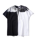 Hình ảnh: Áo thun nam phối 2 nửa trắng đen in hình cánh chim ưng trên vai AT0003