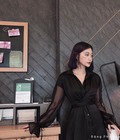 Hình ảnh: Đầm sơ mi đen tay voan CAO CẤP LL2802 mới nè