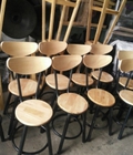 Hình ảnh: Thanh lý ghế đôn gỗ lưng tựa cafe ngoài trời giá rẻ.