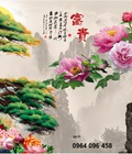 Hình ảnh: tranh gạch 3d cây tùng hoa mẫu đơn