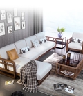 Hình ảnh: Sofa góc phòng khách gỗ tự nhiên cao cấp. SFG 038