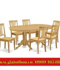Hình ảnh: Bộ bàn ăn hình ô van có 6 ghế gỗ