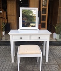 Hình ảnh: Bàn trang điểm gỗ Sồi Mỹ 2 hộc màu trắng KT: 100 x 40 x 78 (