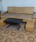 Hình ảnh: Thanh lý gấp sofa nệm dày bọc da nâu giá rẻ