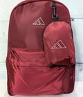 Hình ảnh: Ba lô thời trang vải dù màu đỏ mận kèm túi đựng nhỏ thể thao BALO0015