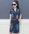 Hình ảnh: Hàng nhập Đầmm body Jean thêu hoa kèm belt