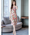 Hình ảnh: Hàng nhập Đầm body cổ đắp chéo xẻ tà in họa tiết