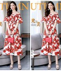 Hình ảnh: Đầm xòe hoa khoét vai cao cấp