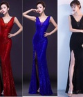 Hình ảnh: Đầm dạ hội cổ V xẻ đùi kết hạt
