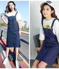 Hình ảnh: Đầm jean yếm phối túi trước bgực basic