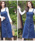 Hình ảnh: Đầm jean yếm gài from dài Thu Đông