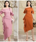 Hình ảnh: Đầm xòe lai nhọn hở vai đính hoa hồng trước ngực