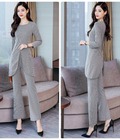 Hình ảnh: Set áo xẻ tà quần dài sọc cao cấp HK