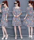 Hình ảnh: Đầm xòe họa tiết khoét tay cao cấp HK