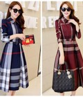Hình ảnh: Đầm xòe caro tay dài cổ sơ mi kèm belt HK