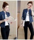 Hình ảnh: Áo khoác jean cổ trụ dây kéo cao cấp