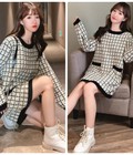 Hình ảnh: Đầm len caro nhũ kim tuyến phối túi