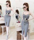 Hình ảnh: Đầm body 2 dây phối dây kéo trước
