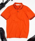 Hình ảnh: Áo thun nam có cổ màu cam đất viền lai đen BRIOPT001