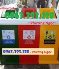 Hình ảnh: Thùng rác 3 ngăn hình mái nhà, thùng rác composite