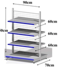 Hình ảnh: Kệ trưng bày hàng siêu thị đôi (giữa nhà) 90 x 150