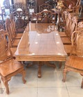 Hình ảnh: Bộ Bàn Ăn 8 Ghế Hoa Hồng- Mặt Vuông Lượn 100% Gỗ Tự Nhiên