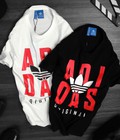 Hình ảnh: Áo thun nam nữ in chữ lá adidas giá sỉ