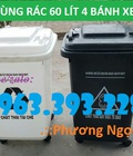 Hình ảnh: Thùng rác 60 Lít có 4 bánh xe, thùng rác nhựa HDPE, thùng rác 60L nắp kín
