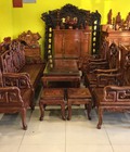 Hình ảnh: Bộ Bàn Ghế Triện Móc Tựa Chạm Tư Quý Gỗ Tự Nhiên Vân Tuyển