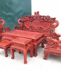 Hình ảnh: Bộ bàn ghế trạm nghê đỉnh tay khuỳnh gỗ hư.ơng đỏ nam phi