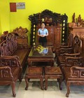 Hình ảnh: Bộ bàn ghế triện móc tựa chạm tứ quý 100% 10 món gỗ tự nhên 