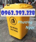 Hình ảnh: Thùng rác nhựa 60L đạp chân, thùng rác đạp chân 4 bánh xe