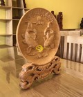 Hình ảnh: Đĩa lý ngư vọng nguyệt gỗ cao cấp 32cm siêu đẹp