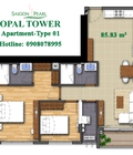 Hình ảnh: Bán căn hộ Opal Tower Saigon Pearl 2pn, dt 86m2 view Sunwah. Giá chỉ 4,8 tỷ. lh 0908.078.995