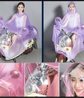 Hình ảnh: Áo mưa chấm bi có mặt nạ chắn mưa