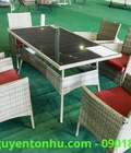 Hình ảnh: Bộ bàn ăn 6 ghế nhựa giả mây