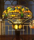 Hình ảnh: Đèn tiffany hai thân họa tiết chuồn chuồn xanh