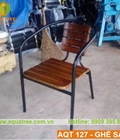 Hình ảnh: Ghế sắt mặt gỗ aquatree 127 - Bàn ghế cafe ngoài trời