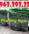 Hình ảnh: Xe gom rác nhựa 3 bánh xe 660L, xe đẩy rác công nghiệp, thùng rác 660L