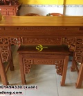 Hình ảnh: Bộ bàn thờ và bàn cúng triện hoa sen cao 1m27