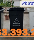 Hình ảnh: Thùng rác nắp kín 4 bánh xe, thùng rác 60L nhựa HDPE