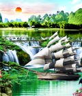 Hình ảnh: tranh phong cảnh 3d thác nước - tranh gạch men 3d