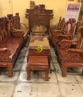 Hình ảnh: Bộ bàn ghế chạm đào chim tay rồng mặt liền gỗ hương đá 6 món