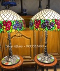 Hình ảnh: Giao lưu đôi đèn tiffany chân đồng hoạ tiết hoa của mỹ.