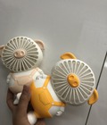 Hình ảnh: Quạt mini tích điện cầm tay hình heo, quạt để bàn , cầm đi chơi tiện lợi