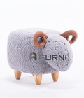 Hình ảnh: Ghế đôn thú cưng con cừu bọc vải chân gỗ hiện đại 